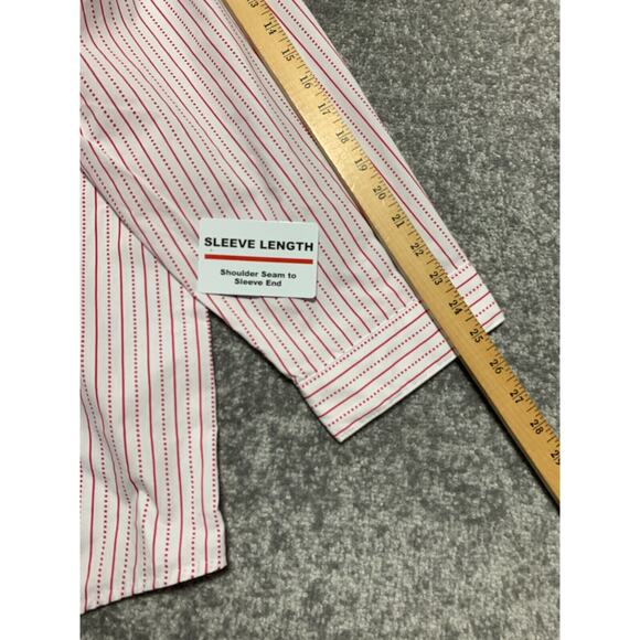 Roamans Button Up Top Women Size 38W Red/White‎ Striped Collared Long Sleeve - Picture 11 of 14